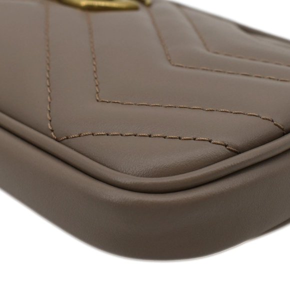 GUCCI  Mini GG Marmont Chain Leather Crossbody Bag Dusty Pink - Picture 10 of 13